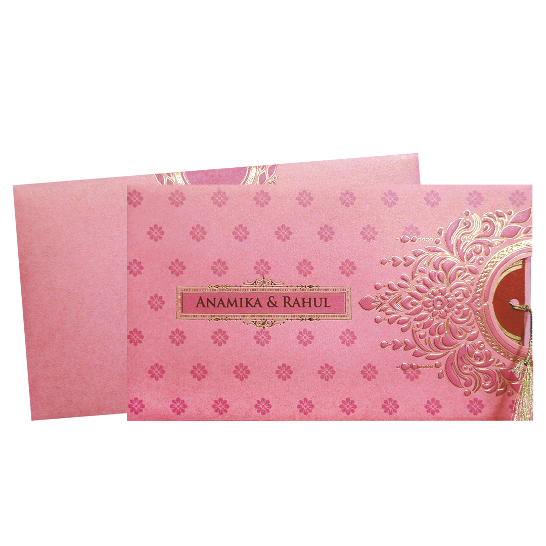 Pink Gold Mandala Cutout Wedding Card-KPR06350