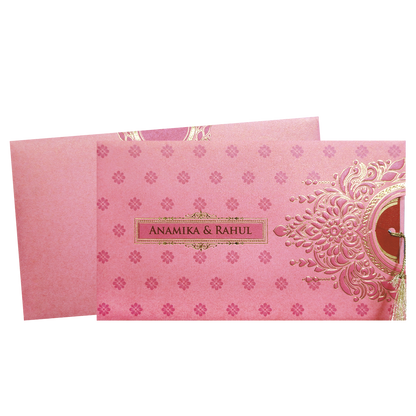 Pink Gold Mandala Cutout Wedding Card-KPR06350