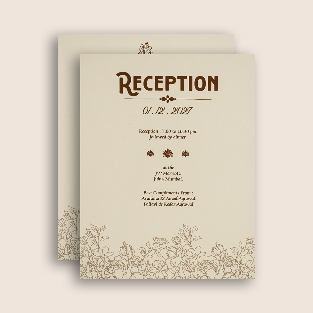 White Floral Embossed Padded Invitation Card - KPR010220
