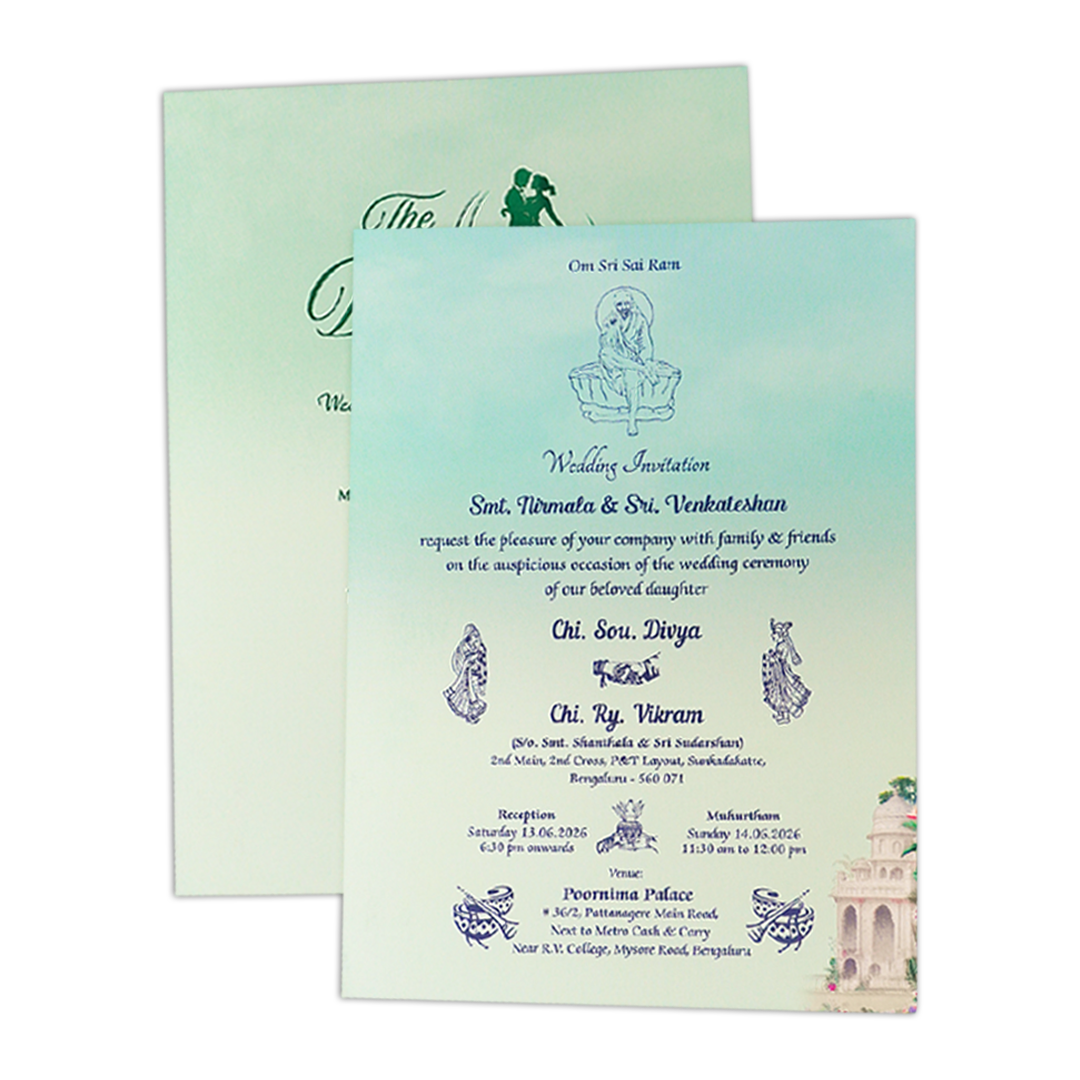 Royal Elephant Gatefold Padded Wedding Card-KNPS8605C