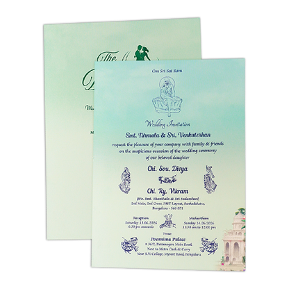 Royal Elephant Gatefold Padded Wedding Card-KNPS8605C