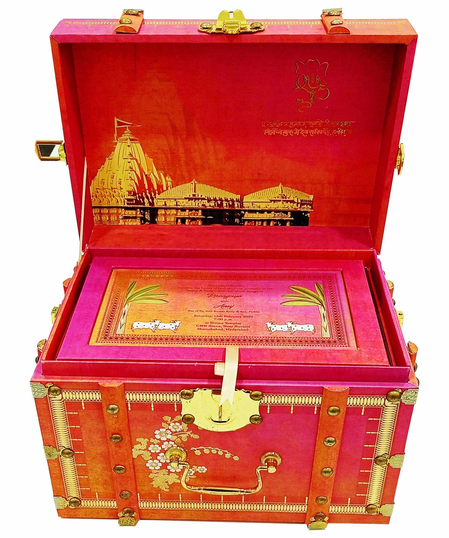 Pink Ultra Luxury Invitation For Royal Indian Wedding-KNKUP029