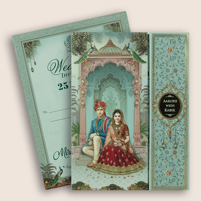 Blue Bride Groom Door Style Padded Marriage Card - KSH18520