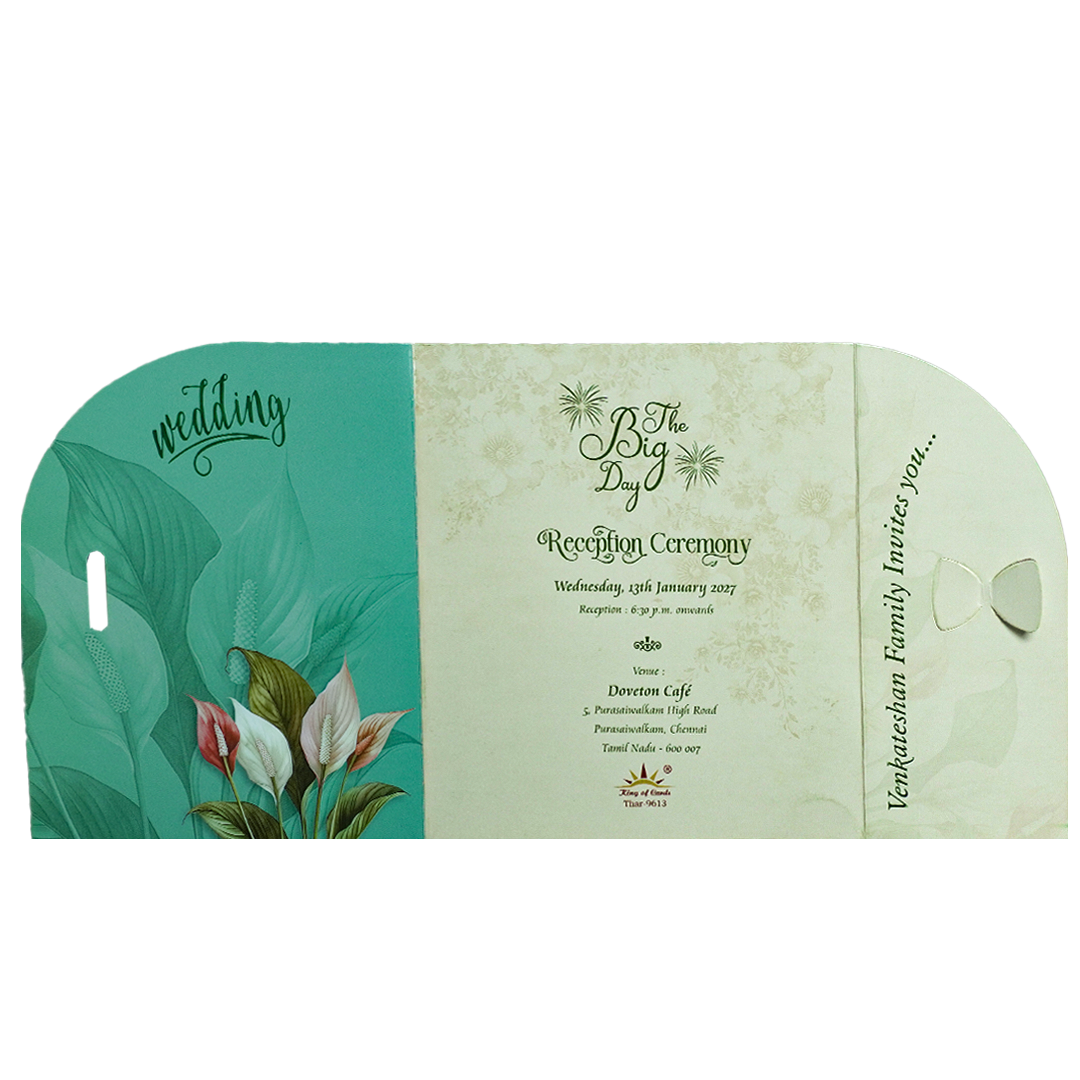 Green Floral Wedding Card - KNTH9613G