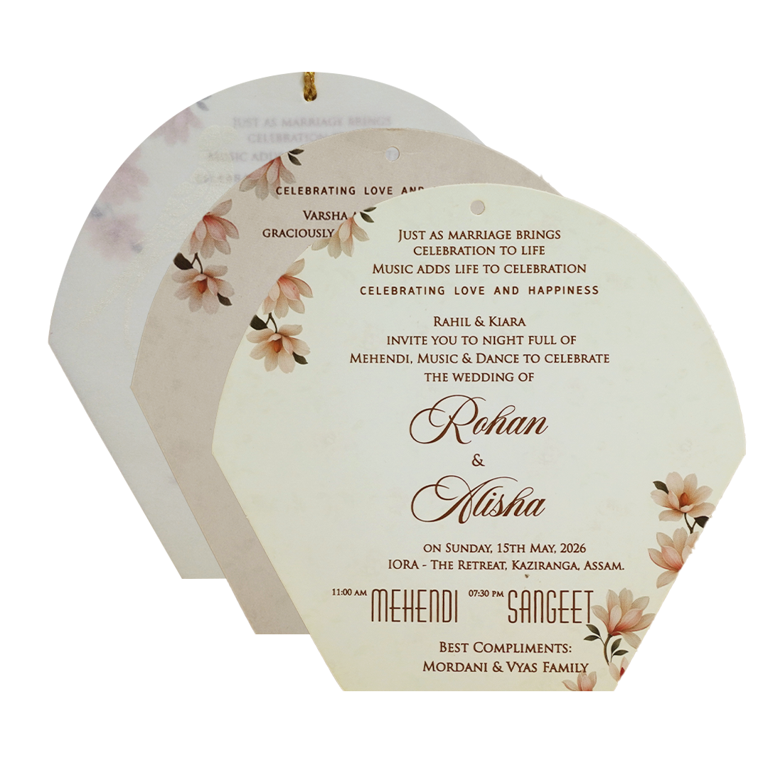 Ivory Cream Floral Laser-cut Wedding Card - KFR16180