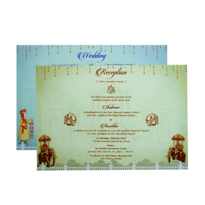 Royal Baraat Gold Foil Door Style Wedding Invitation Card-KRB09080