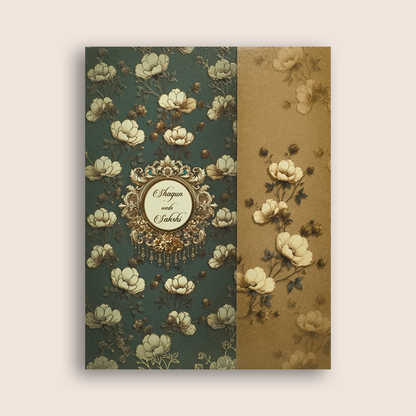 Royal Blue Floral Door Style Wedding Card - KAA05100