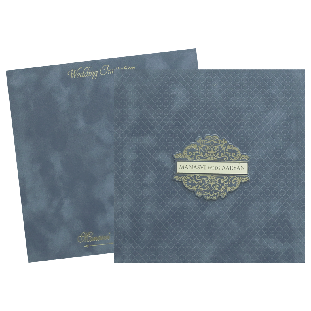 Grey Padded Wedding Invitation Card - KMMWD1153