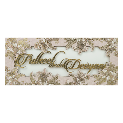 Pink Floral Laser Cut Wedding Card-KJTS1852