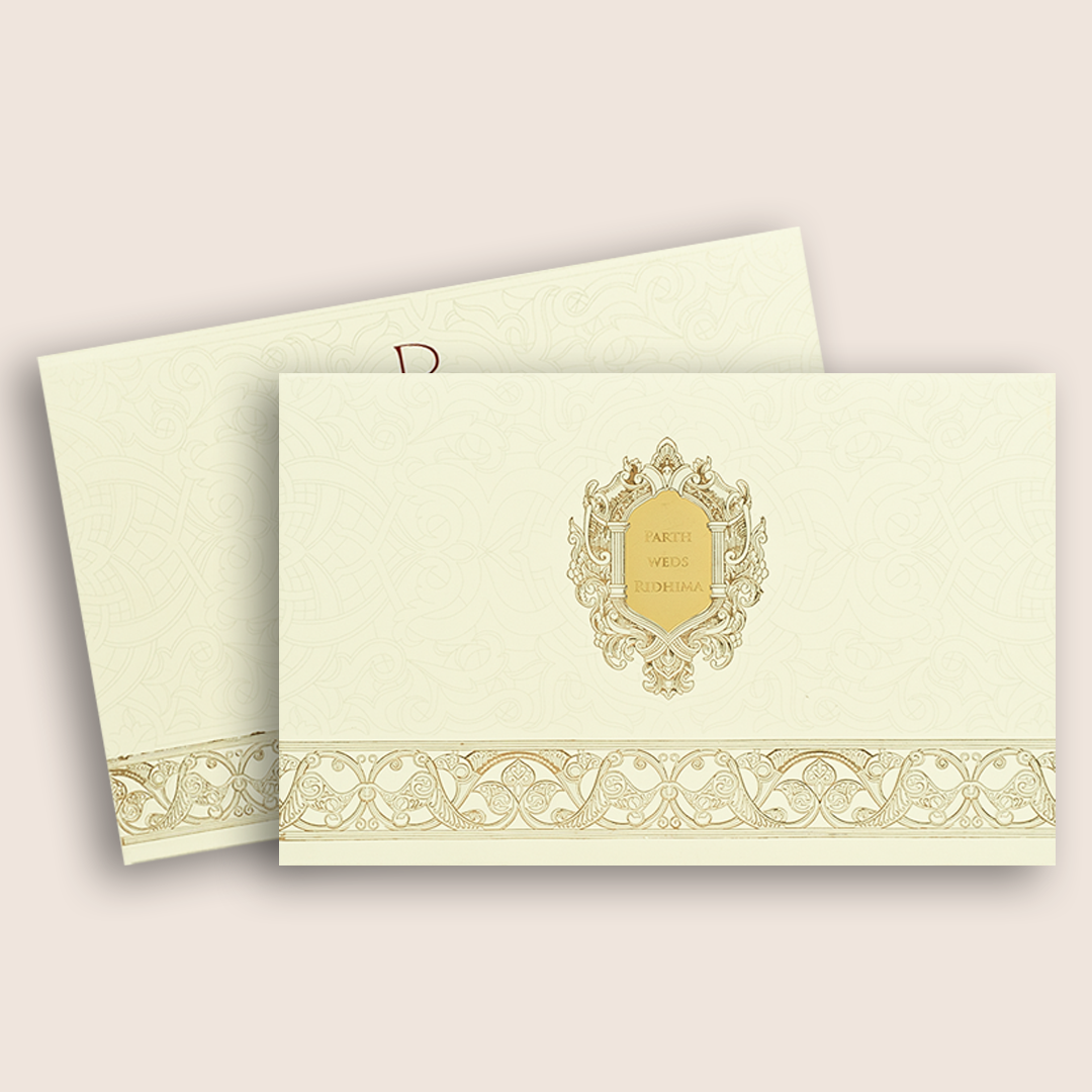 White Embossed Floral Padded Wedding Card - KPR010370