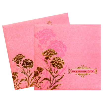 Pink Gold Floral Wedding Card-KPR06130