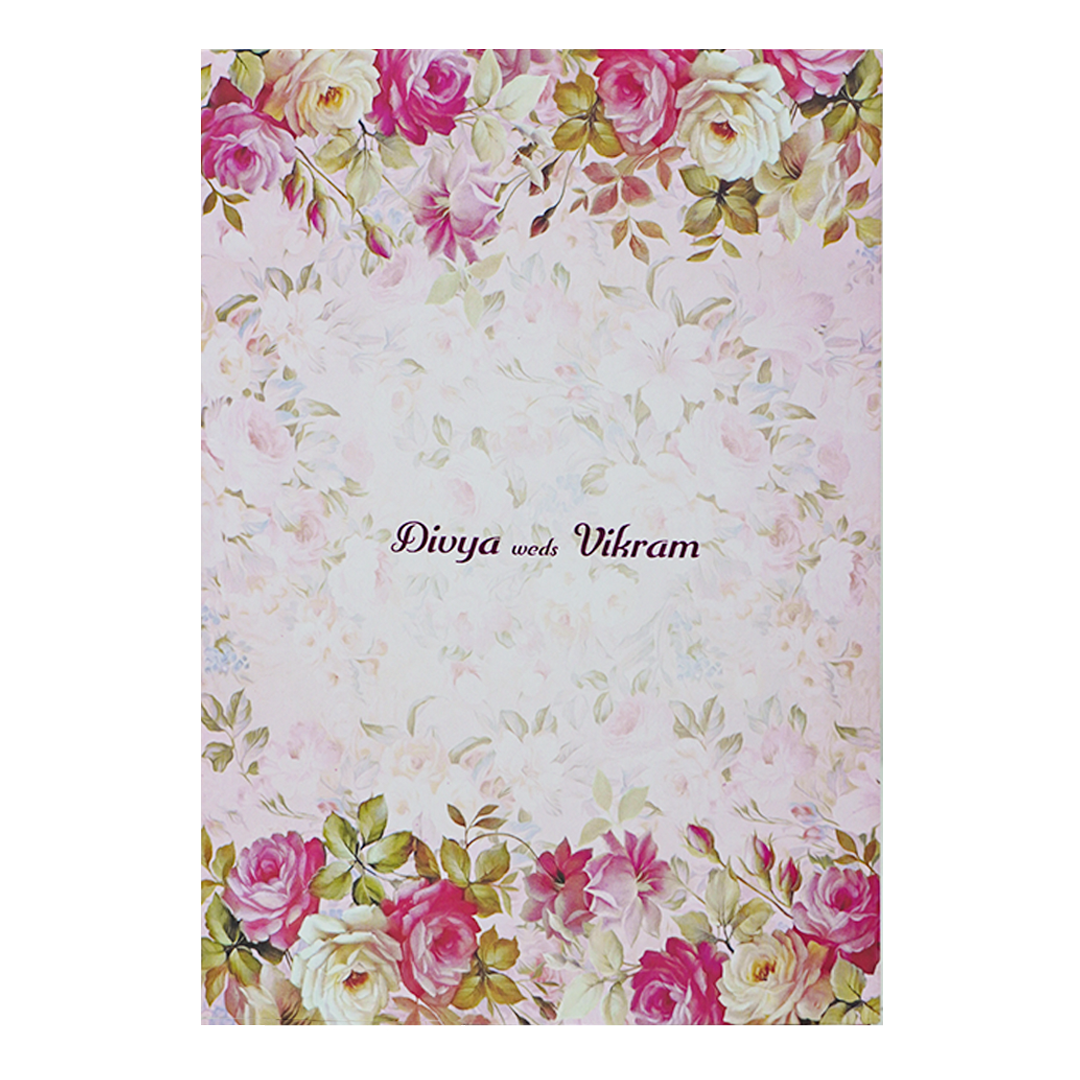 Light Pink Floral Paper Sheet Wedding Card-KNEP1608