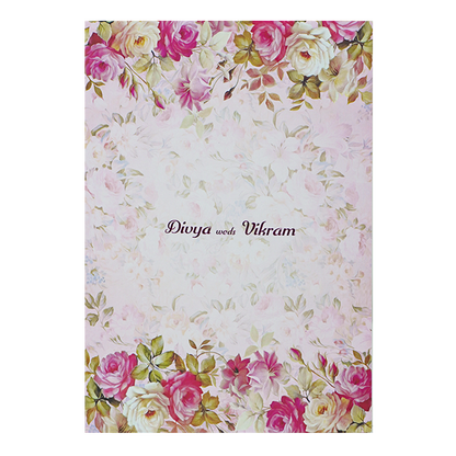 Light Pink Floral Paper Sheet Wedding Card-KNEP1608