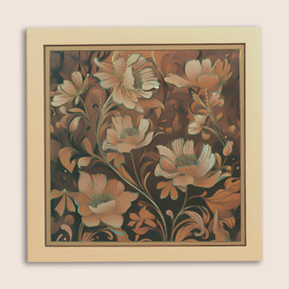Beige Floral Laser Cut Padded Invitation Card - KPR024800