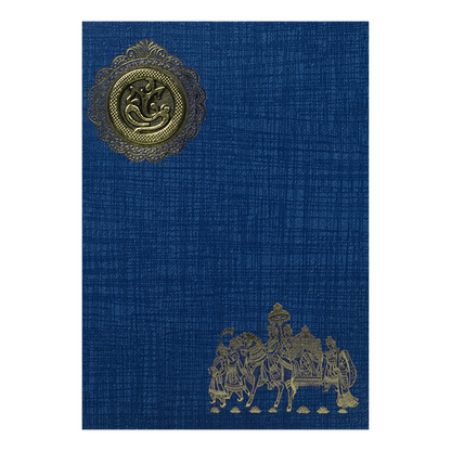 Blue Ganesha Bride Groom Wedding Card-KNPP717B