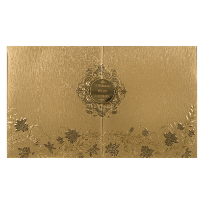 Gold Floral Door Style Padded Wedding Card-KRB09320