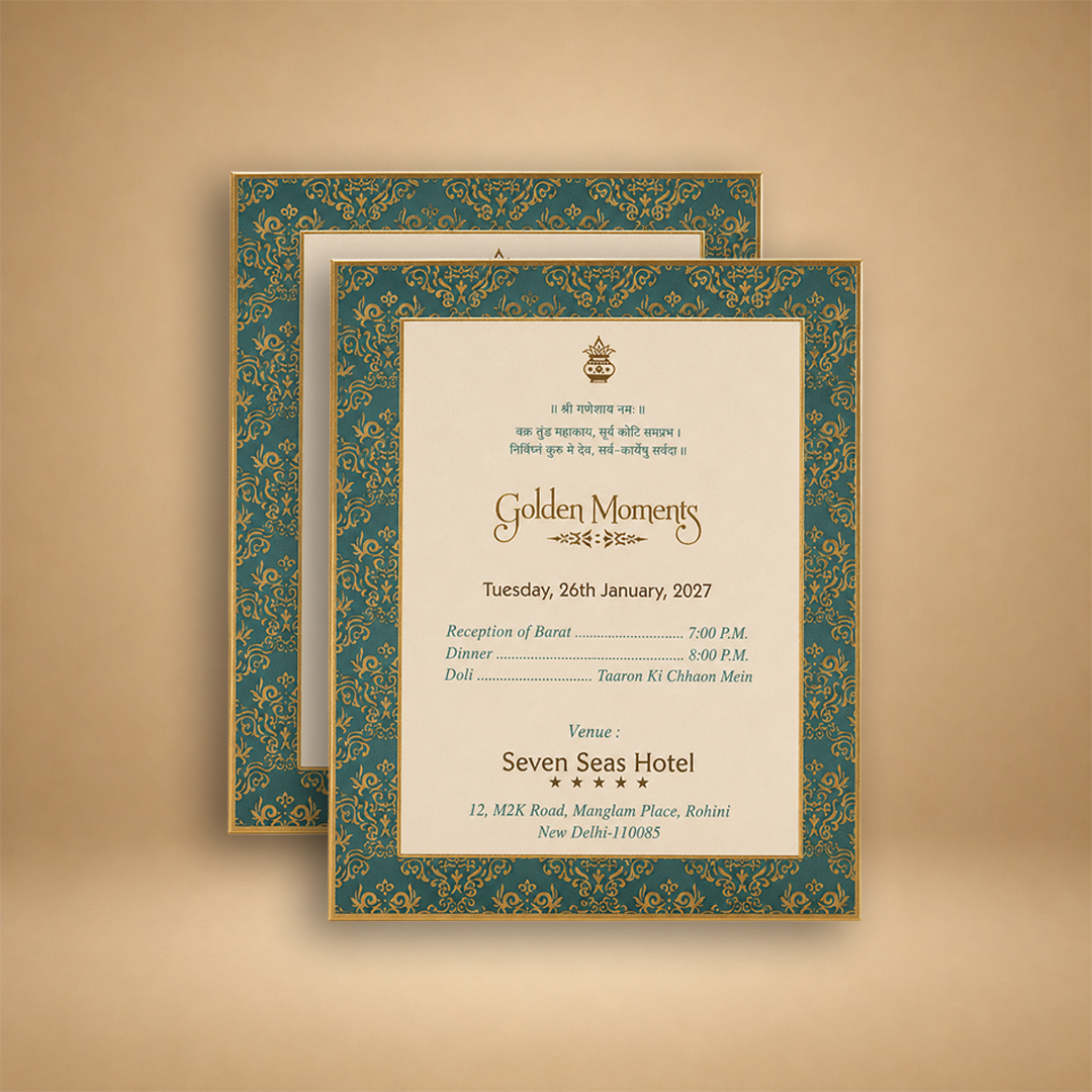 Teal Green Velvet Floral Wedding Invitation Box - KSBMD020