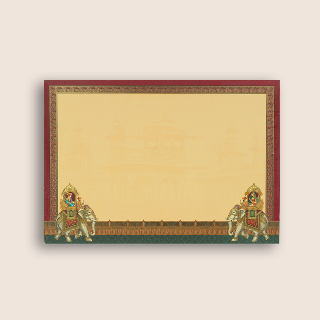 Pink Padded Royal Elephant Baraat Invitation Card - KAA05960