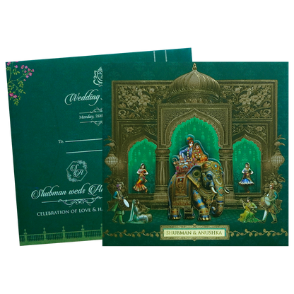 Royal Theme Padded Embossed Wedding Invitation Card-KRB09730