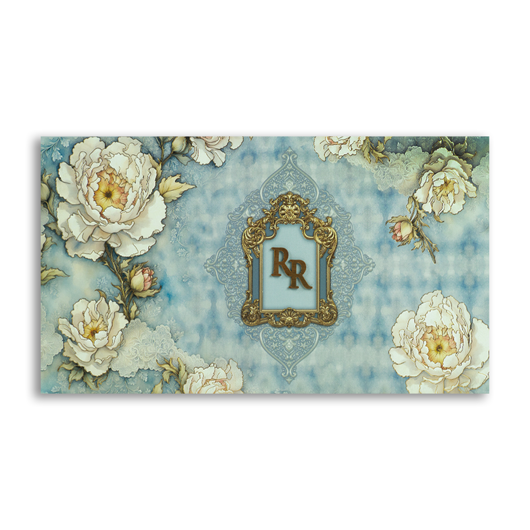 Pastel Blue Floral Padded Bag Style Invitation Card  - KPR024730