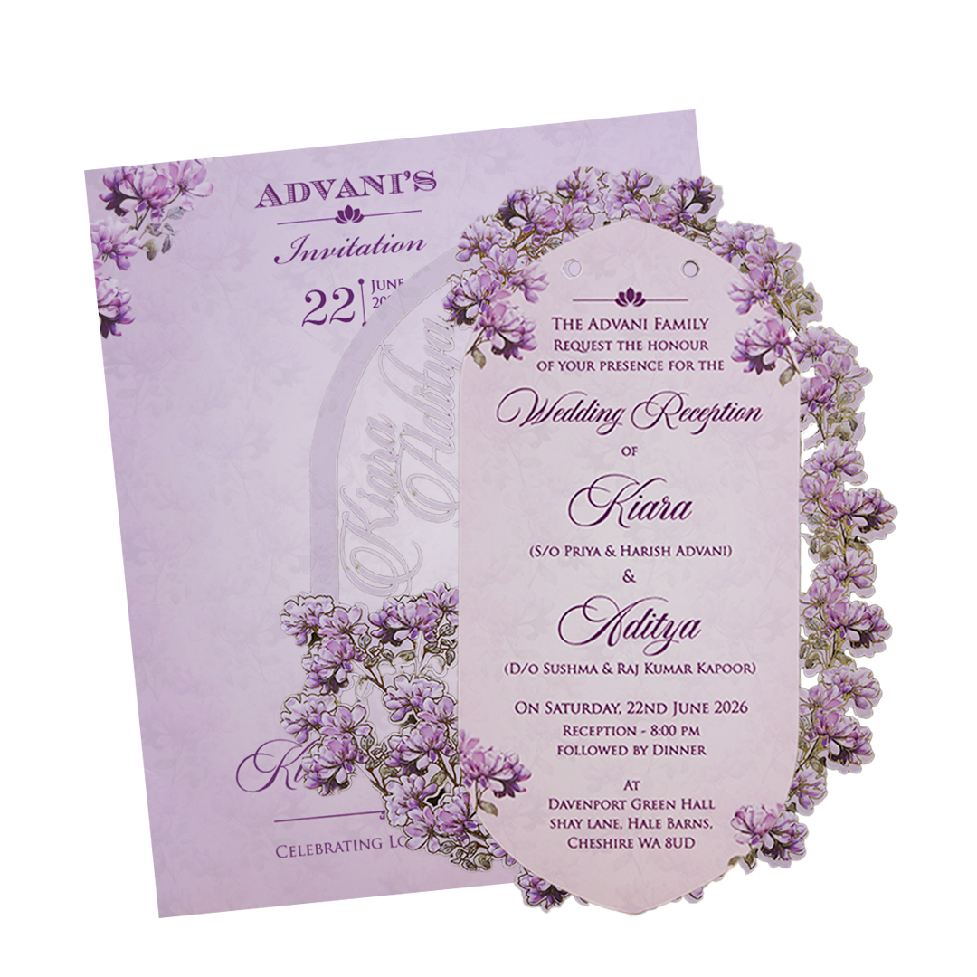Lavender Floral Tag-Style Wedding Card - KFR15040