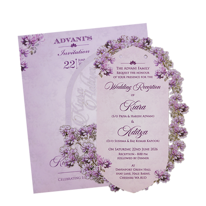 Lavender Floral Tag-Style Wedding Card - KFR15040