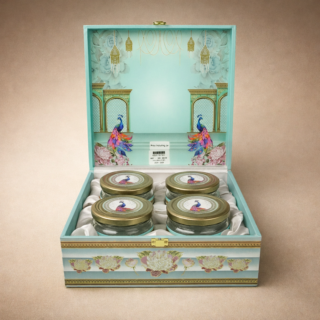 Pastel Blue Peacock Luxury Sweet Jar Box-KBX10101