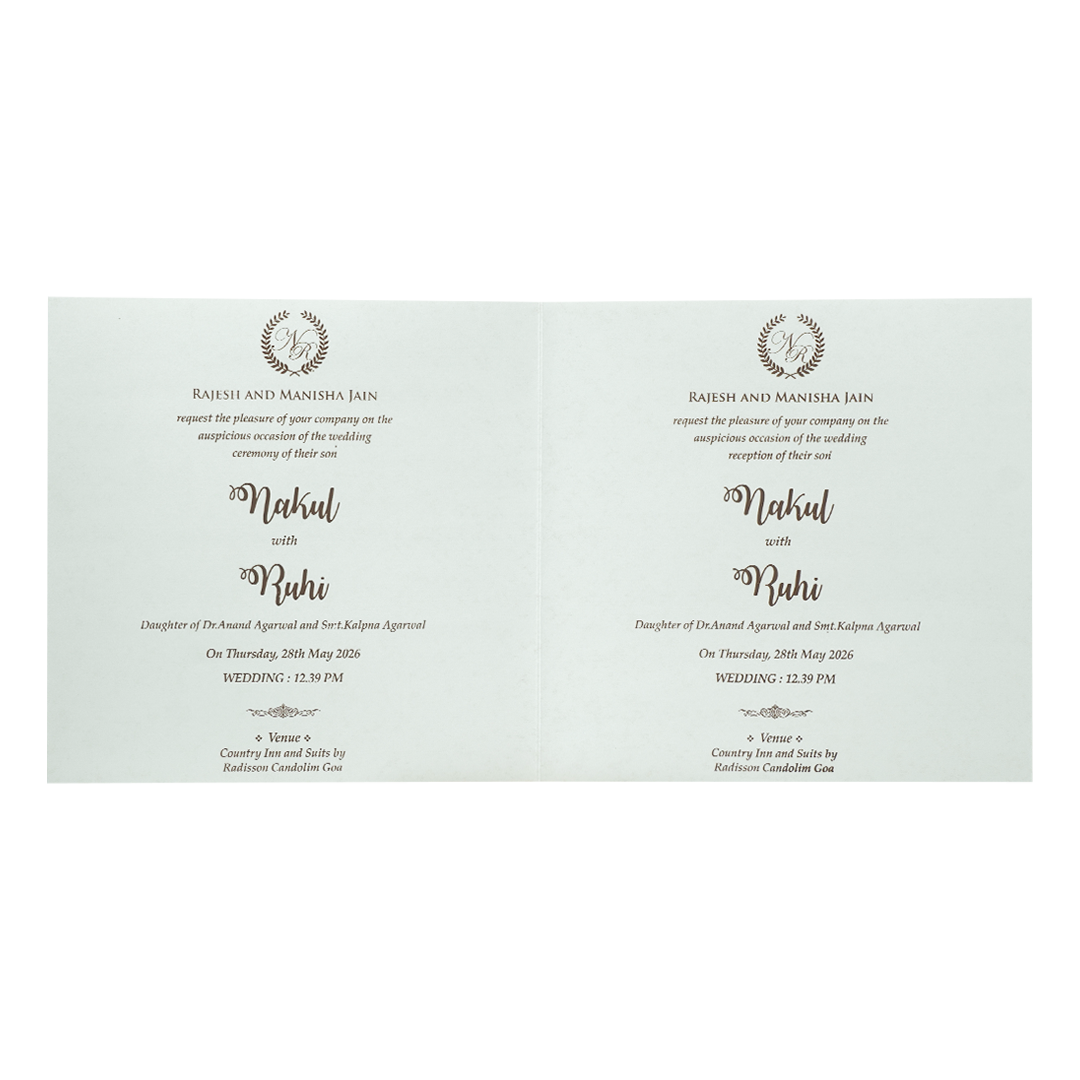 White Floral Border Wedding Card-KRE28560