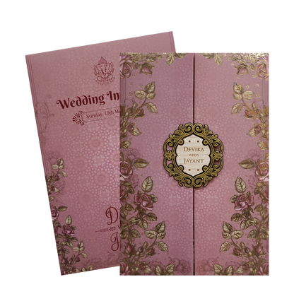 Little Purple Padded Embossed Floral Wedding Card - KVN07410