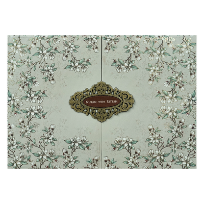 Grey Medallion Padded Wedding Card-KRE27870