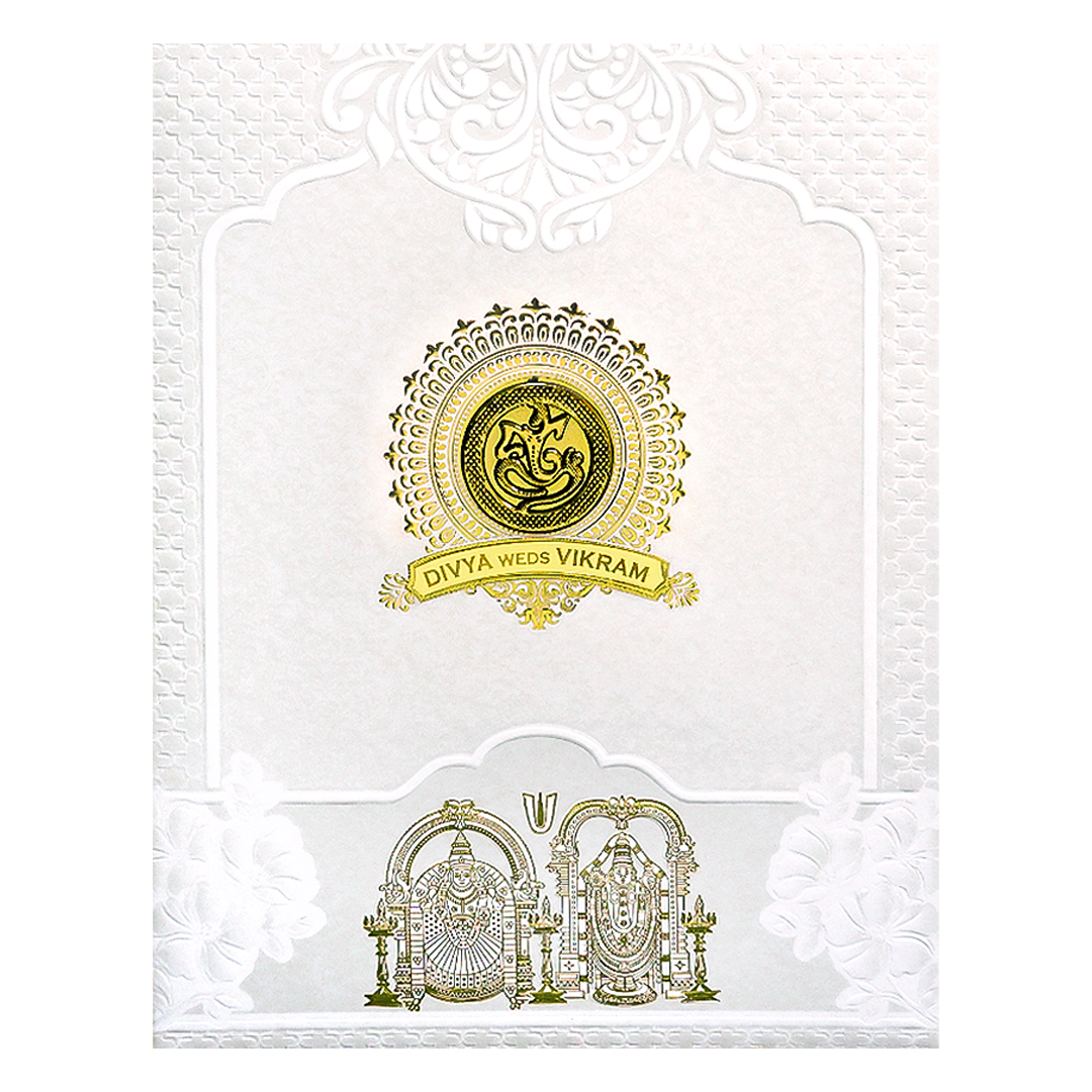 White Balaji Padmavathi Wedding Card-KNJS2090