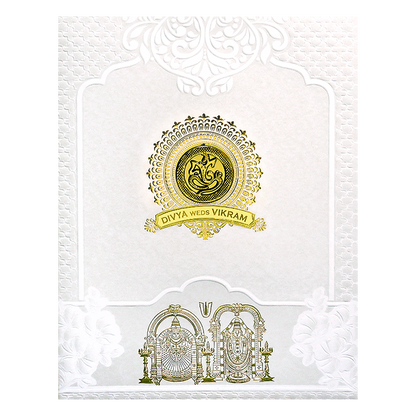 White Balaji Padmavathi Wedding Card-KNJS2090