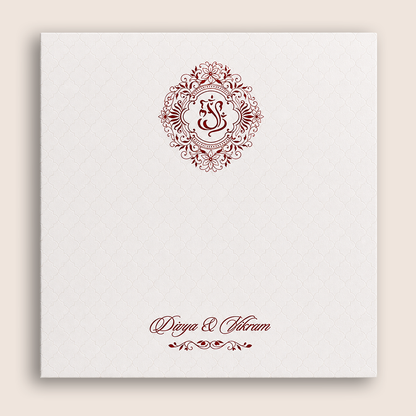 White Embossed Padded Wedding Card - KNK4021W