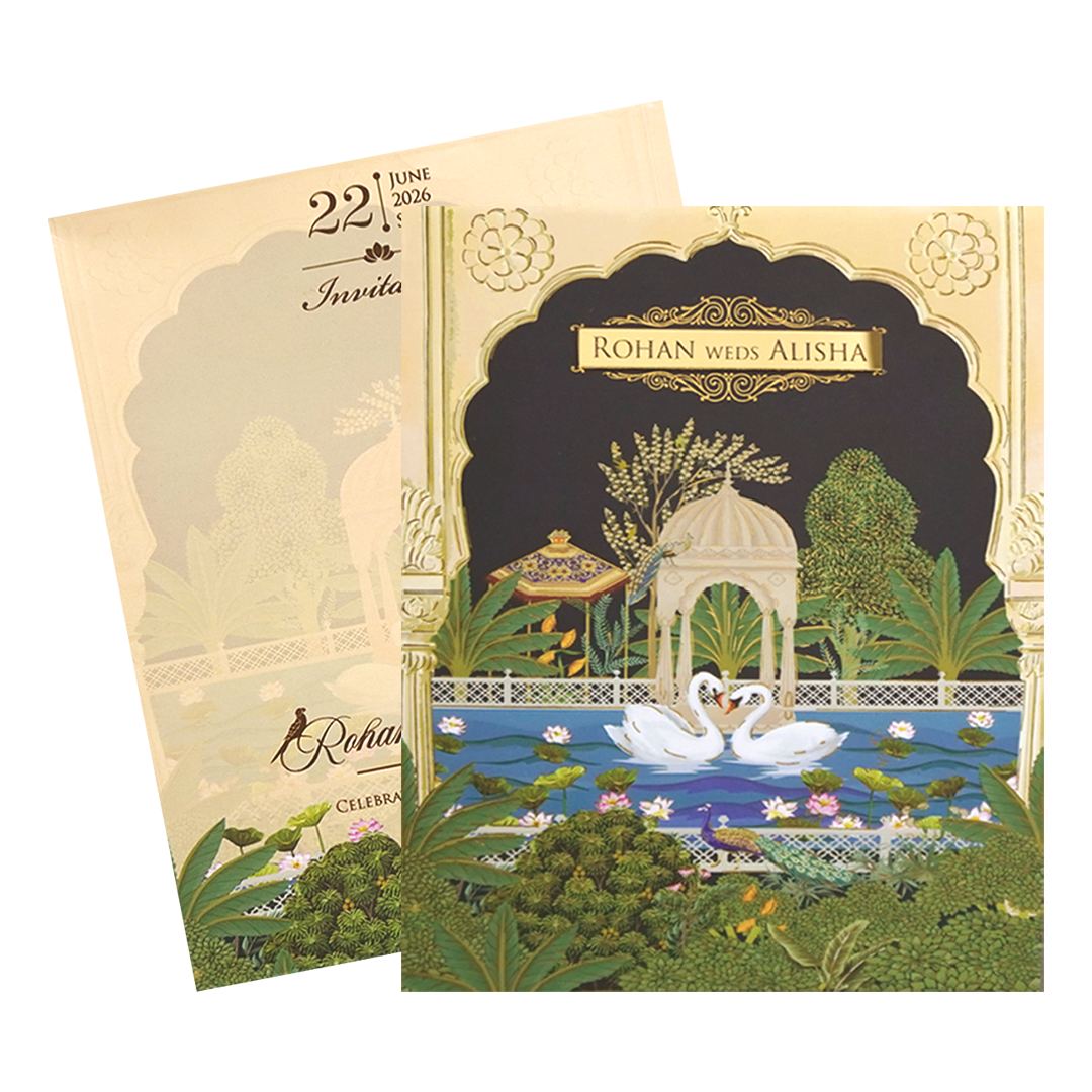 Cream Floral Garden Wedding Card - KFR14300