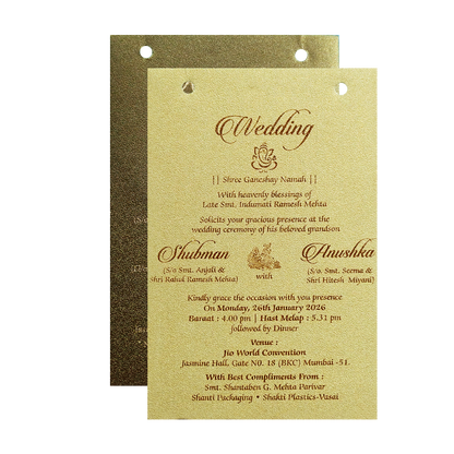 Gold MDF Laser Cutout Wedding Invitation Card - KRB07140