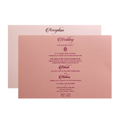 Pink Embossed Floral Padded Wedding Card-KMMWD1121