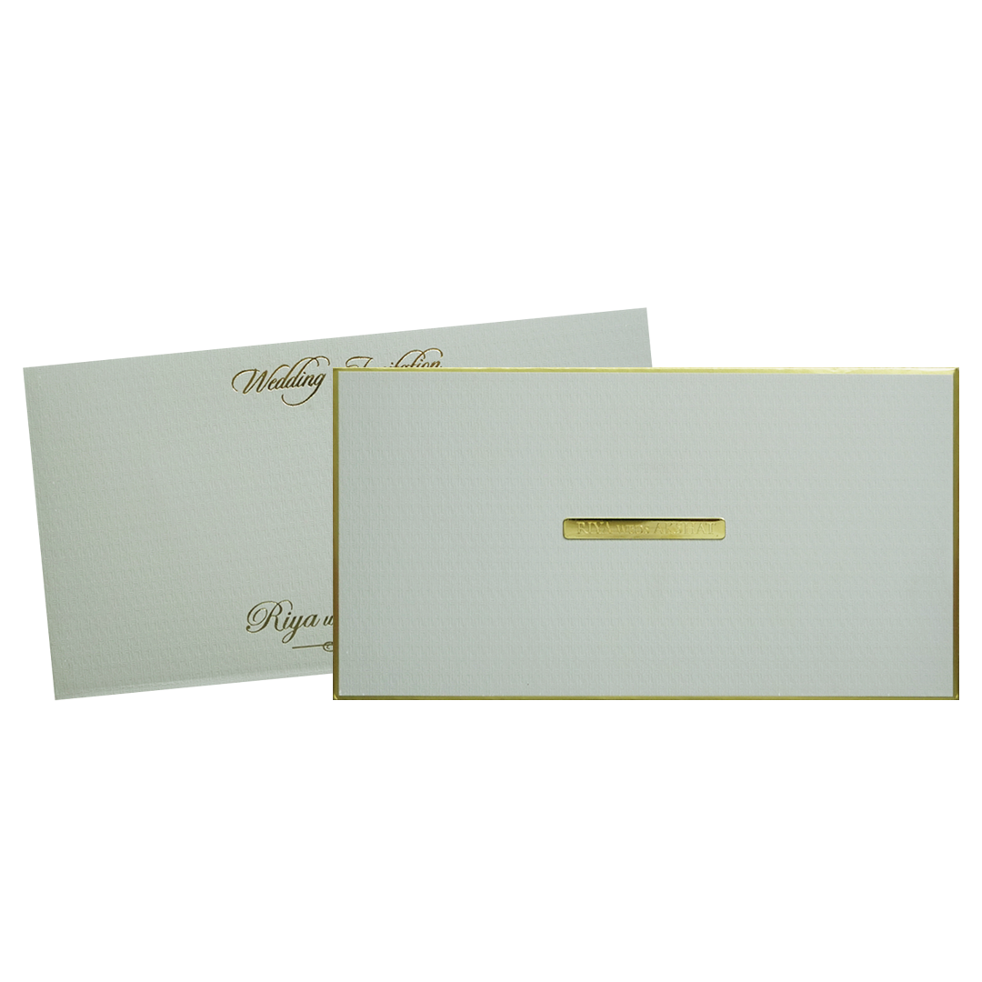 Grey Minimal Padded Classic Wedding Card - KMMWD1147