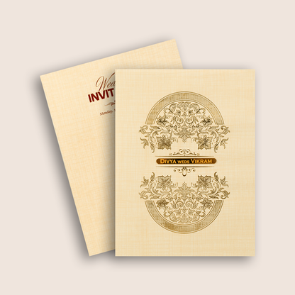 Sandal Premium Padded Floral Wedding Card - KNPS9501S