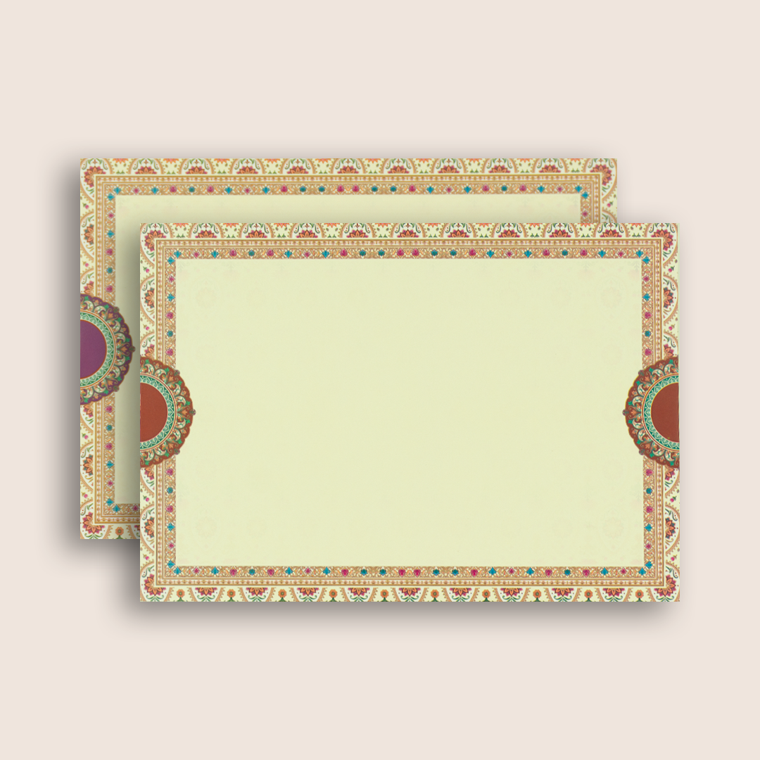 Cream Lotus Floral Padded Invitation Card - KAA06090