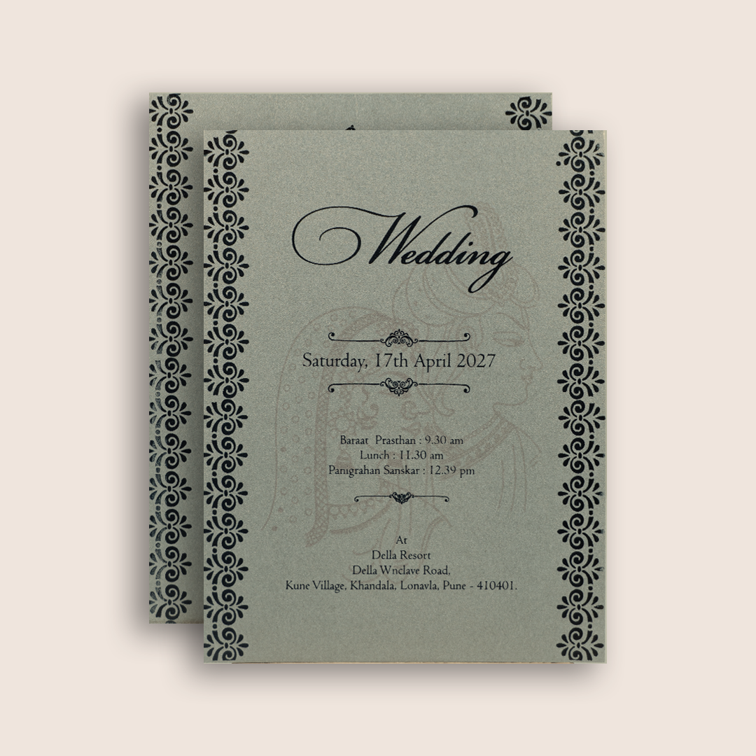 Elegant Blue Handmade Paper Wedding Card - KPR07420