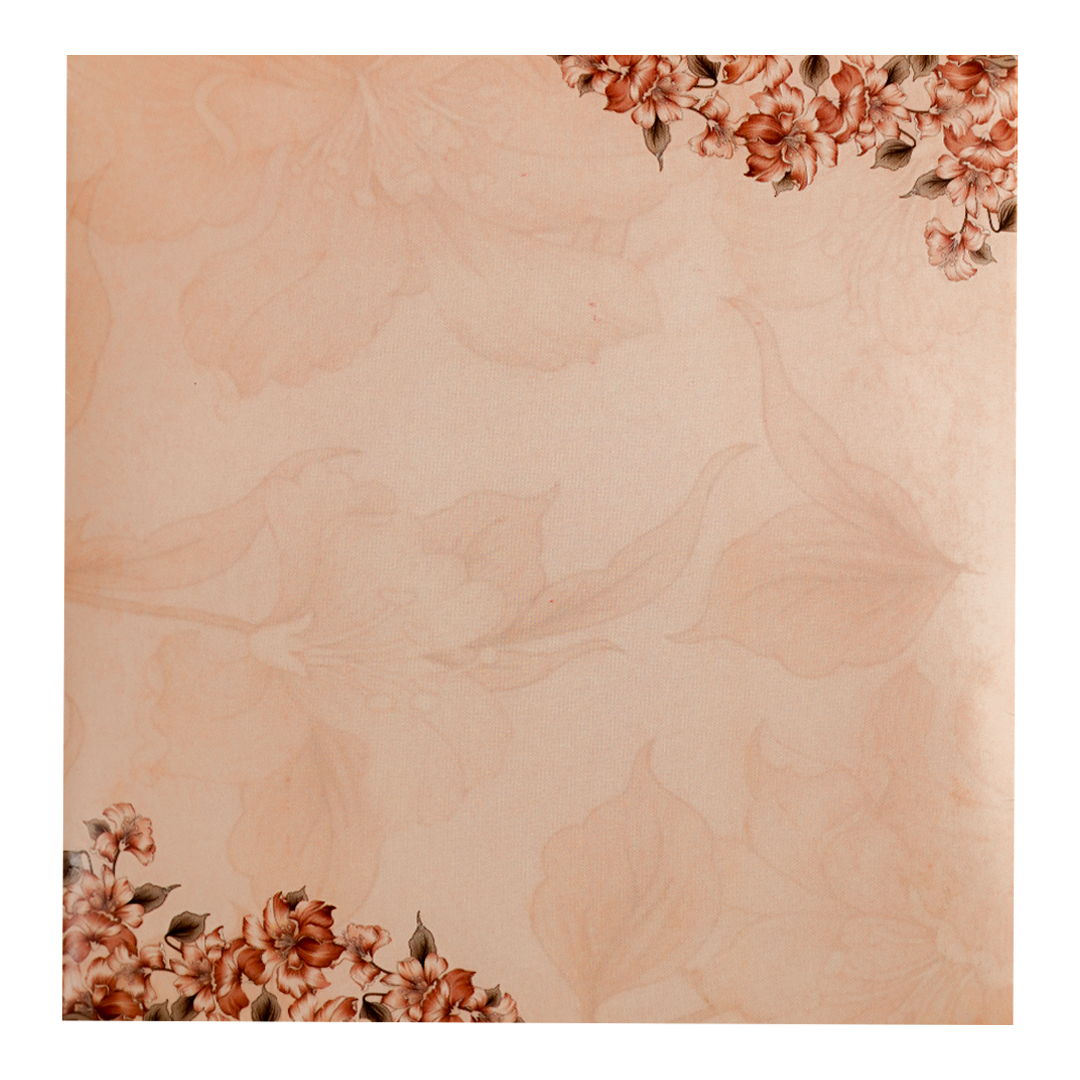 Peach Floral Door Wedding Card-KNSN6711P