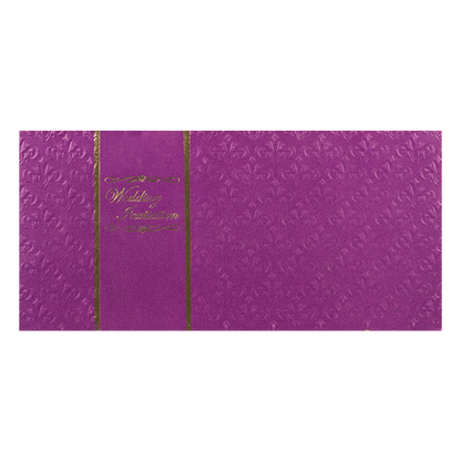 Purple Embossed Gold Border Wedding Card-KNK1274