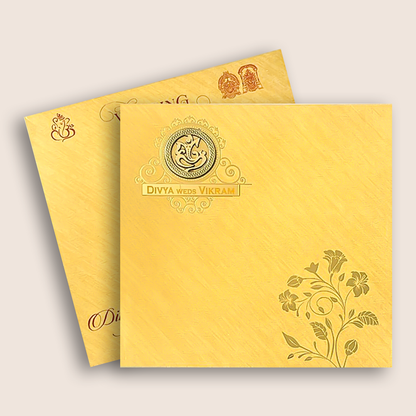 Gold Floral Pattern Wedding Card - KNPO5526G