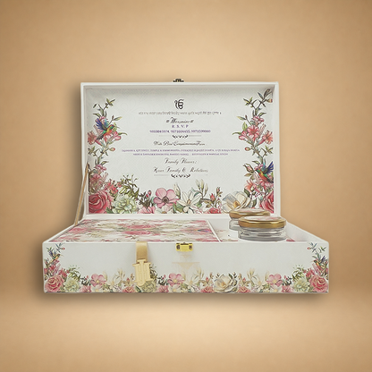 White Premium Floral Luxury Invitation box - KNLW202529