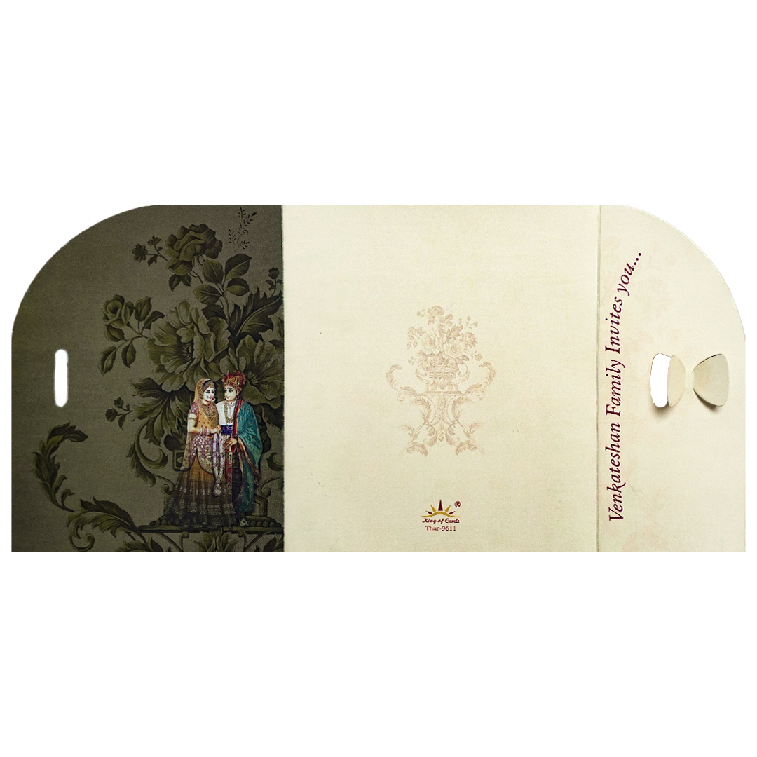 Green Floral Bride Groom Wedding Card-KNTH9611M