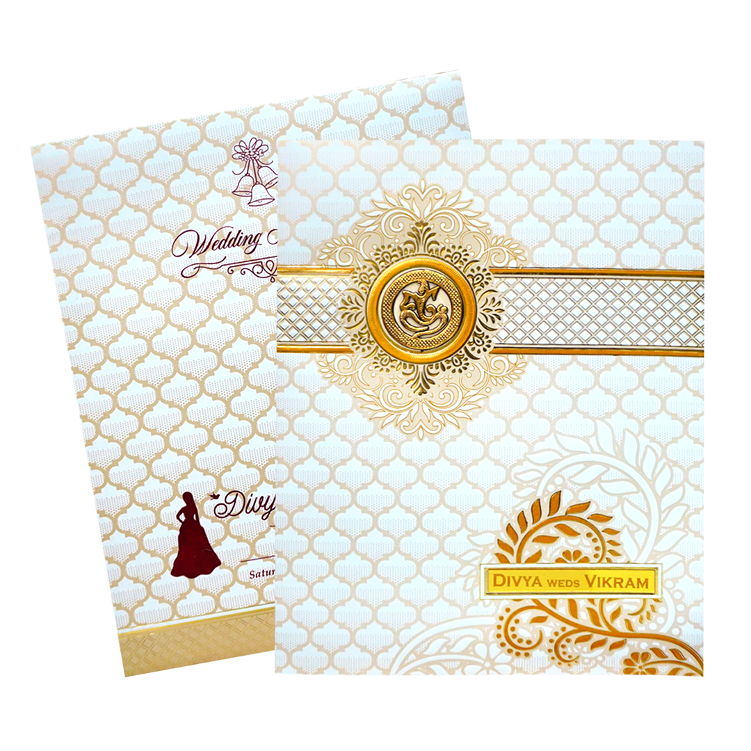 White Wedding Invitation Card-KNJS2056-King of Cards