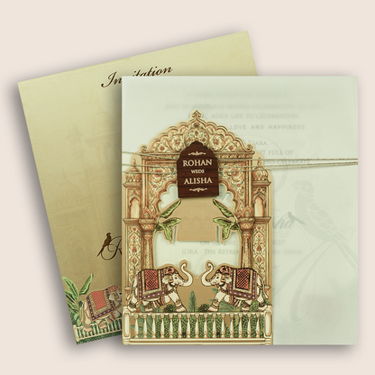 Sandal Laser Cut Elephant Wedding Invitation - KFR17270