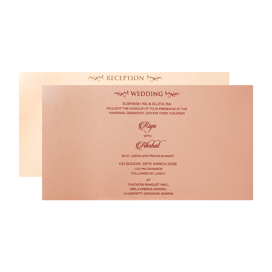Maroon Simple Padded Wedding Card-KMMWD1170