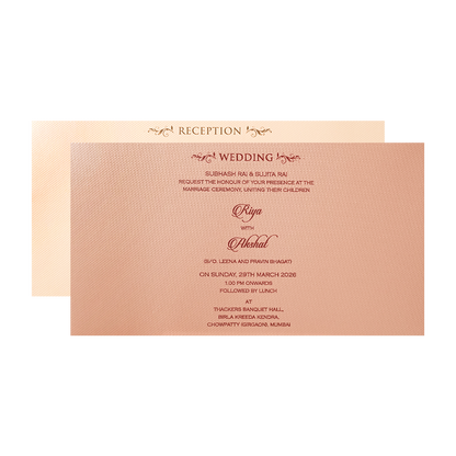 Maroon Simple Padded Wedding Card-KMMWD1170