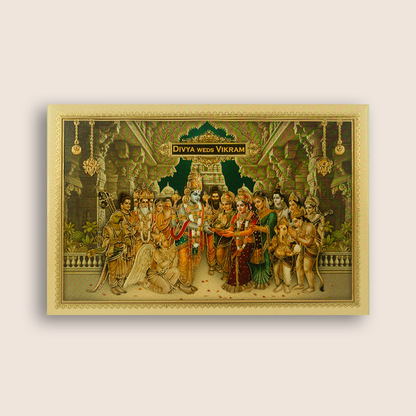 Sandal Lord Balaji Padmavathi Padded Wedding Card -  KNAK4706